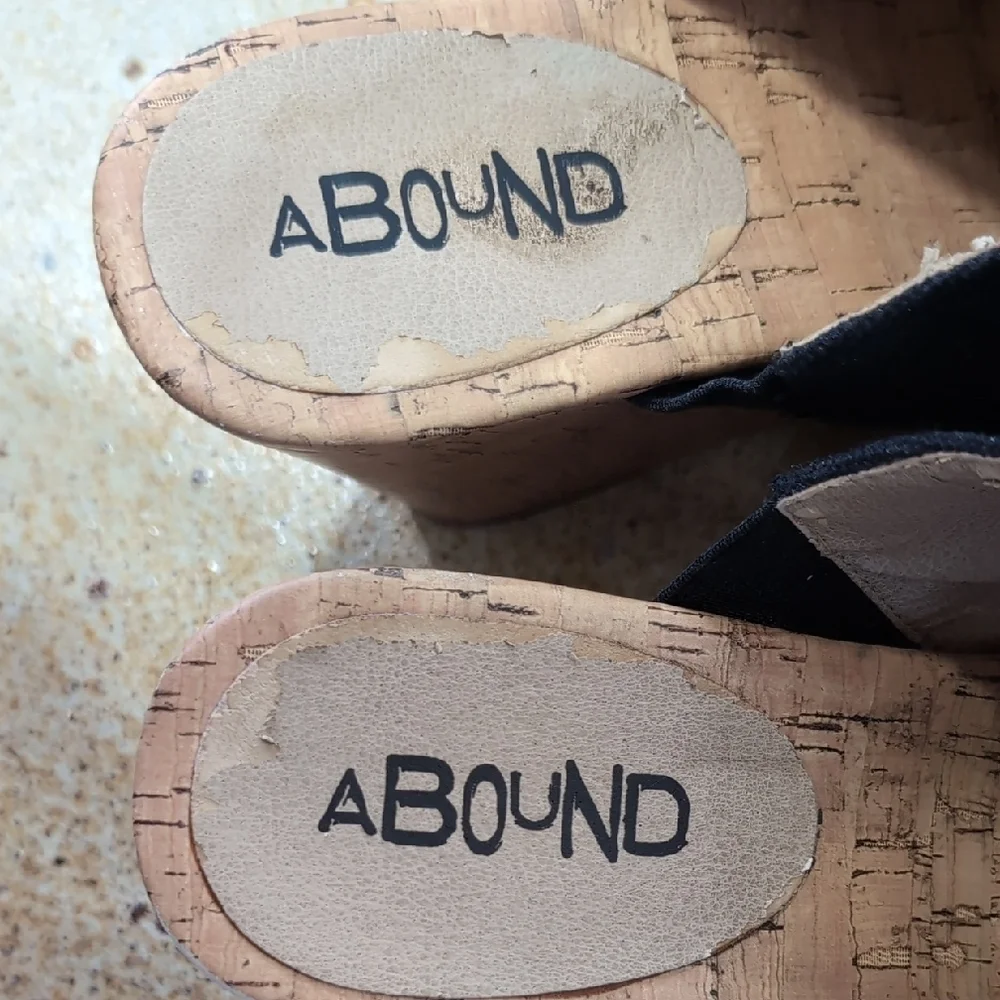 Abound Black Canvas Cork Wedge Mule Sandals